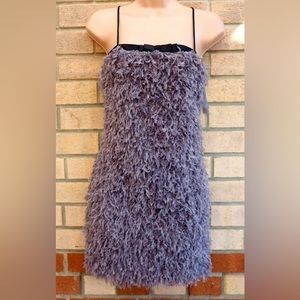 Zara Purple Faux Feather Mini Dress with Bow Detail